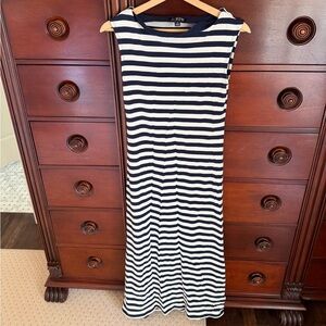 J. Crew Navy and White Striped Maxi Dress